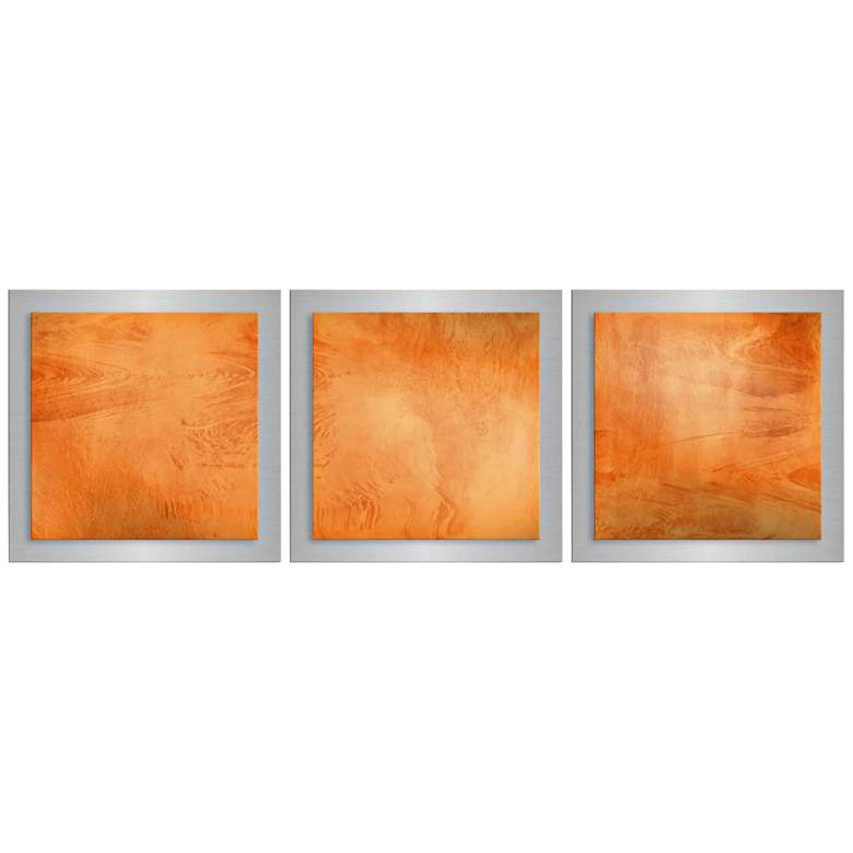 Image 1 Set of 3 Orange Essence 38 inch Wide Metal Wall Art