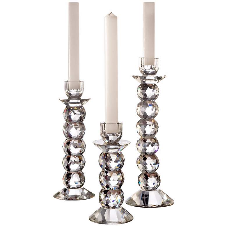 Image 1 Set of 3 Prism Crystal Candle Holders