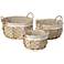 Set of 3 Round Canvas Lined Baskets