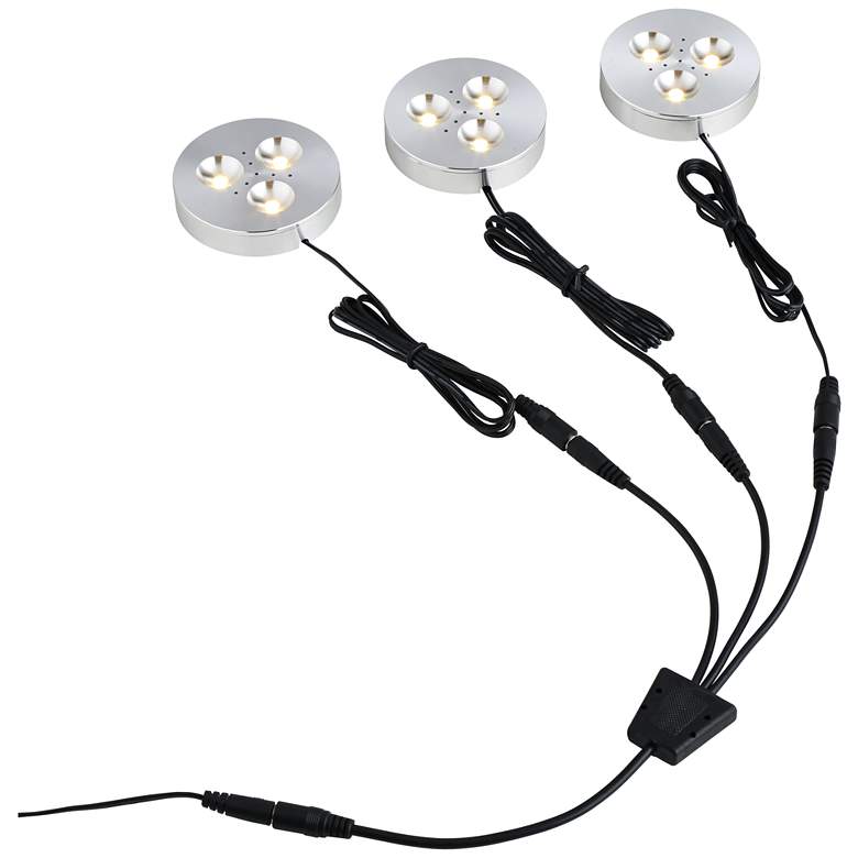 Image 2 Set of 3 Silver LED Puck Lights from 360 Lighting more views