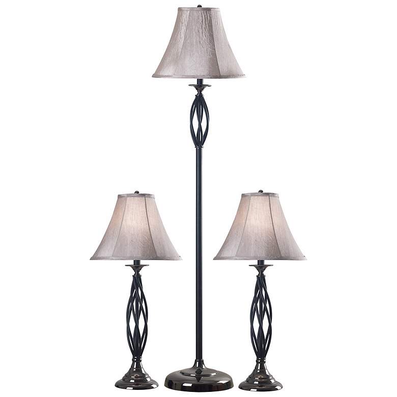 Set of 3 Sperry Bronze Floor and Table Lamps