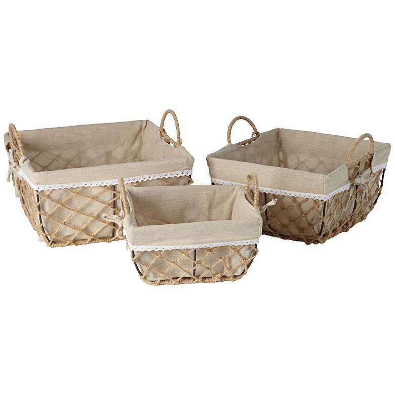 Image 1 Set of 3 Square Canvas Lined Baskets