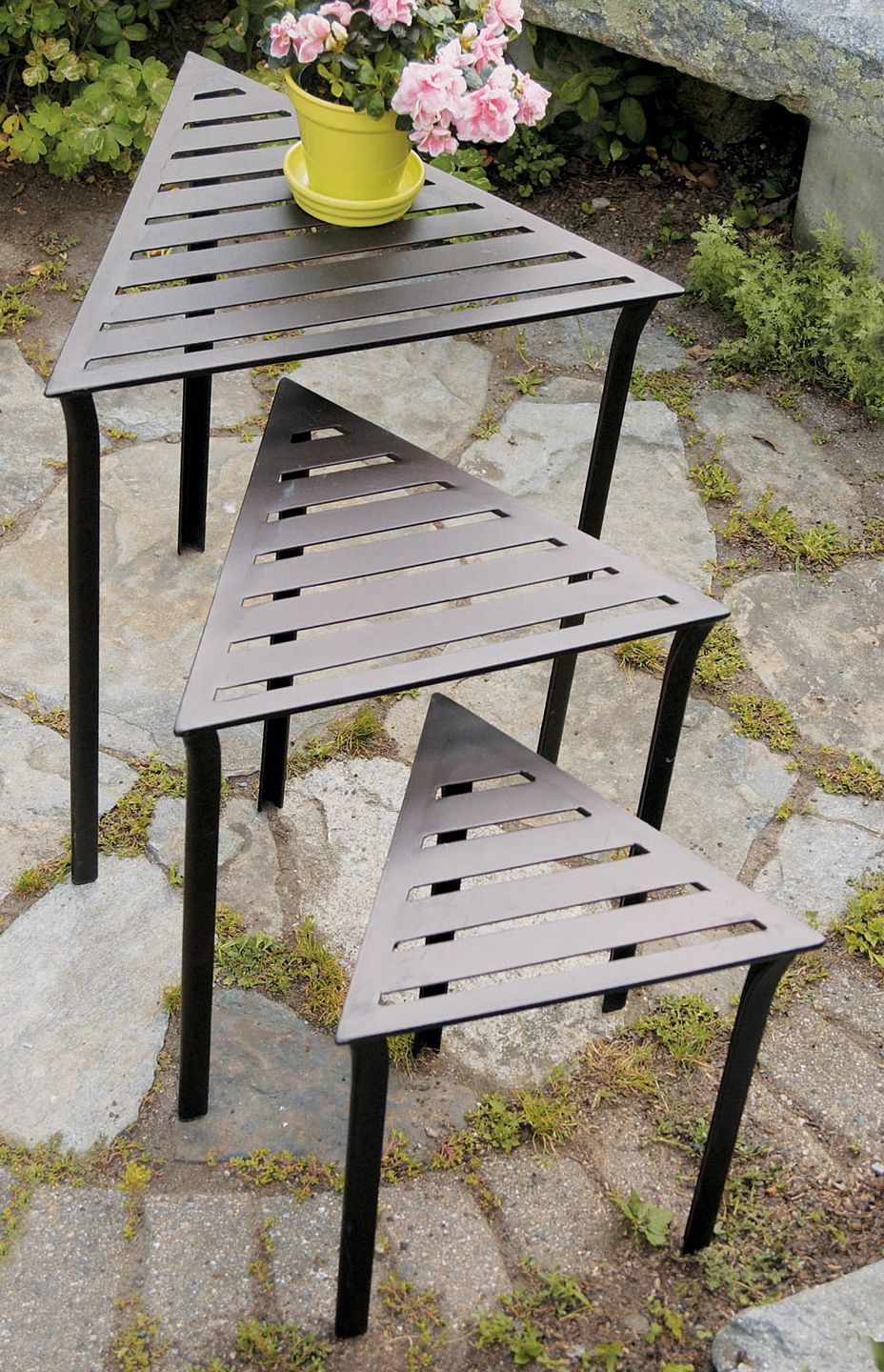 Set of 3 Triangular Indoor Outdoor Nesting Tables M7953 Lamps