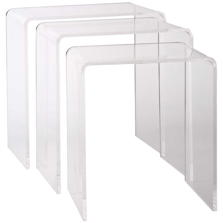 Image 1 Set of 3 Universal Clear Acrylic Nesting Tables