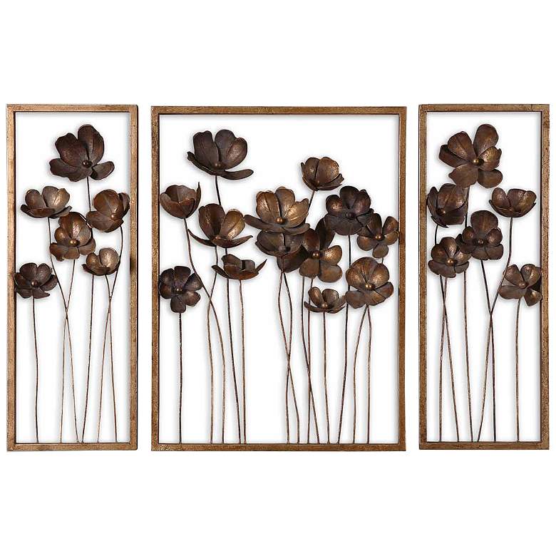 Image 2 Set of 3 Uttermost Tulips 40" Wide Metal Wall Art