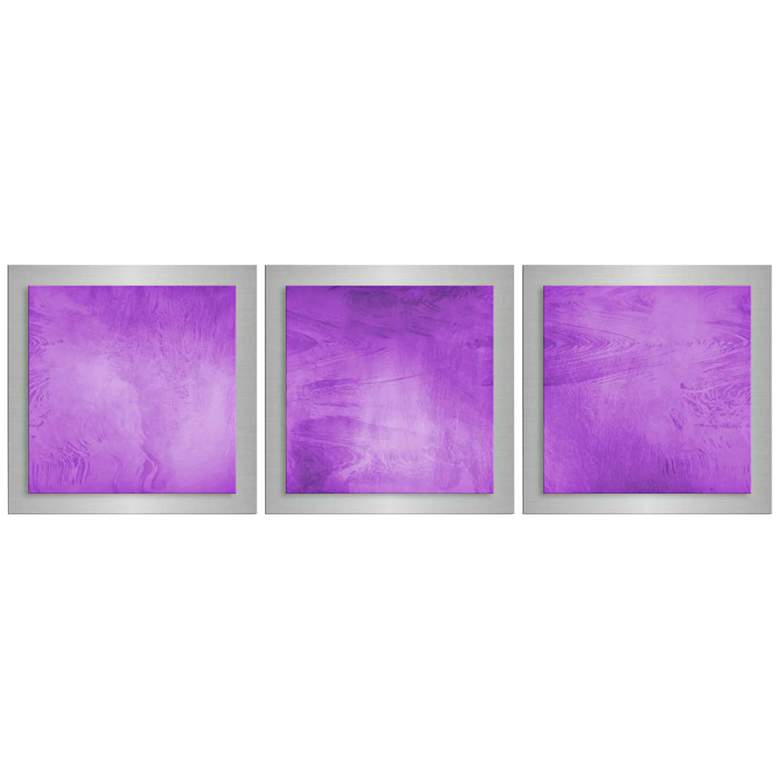 Image 1 Set of 3 Violet Essence 38 inch Wide Abstract Metal Wall Art
