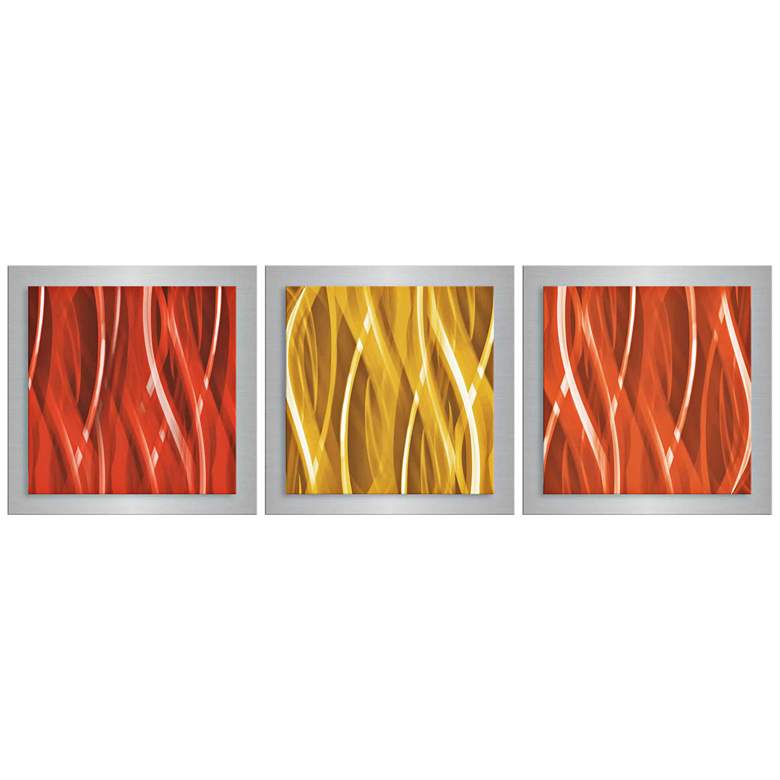 Image 1 Set of 3 Warm Essence 38 inch Wide Abstract Metal Wall Art