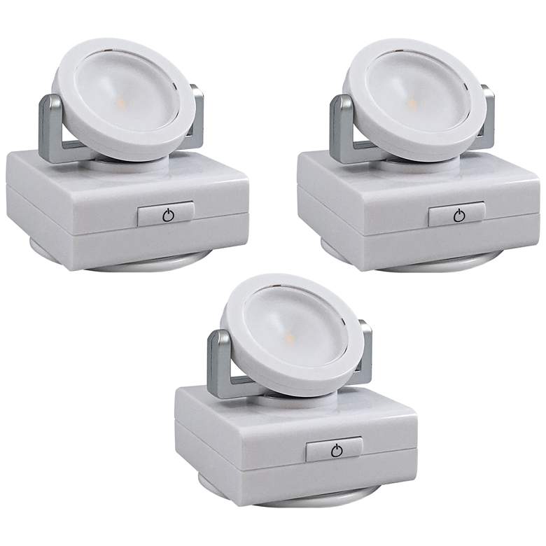 Image 1 Set of 3 White Swivel 3 inchW Battery Operated LED Lights