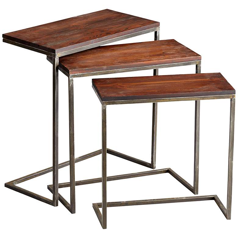Image 1 Set of 3 Wood and Iron Jules Nesting Tables