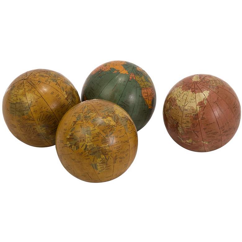 Image 1 Set of 4 Antique Finish Globe Spheres