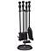 Set of 4 Black Wrought Iron Fireplace Tools with Base