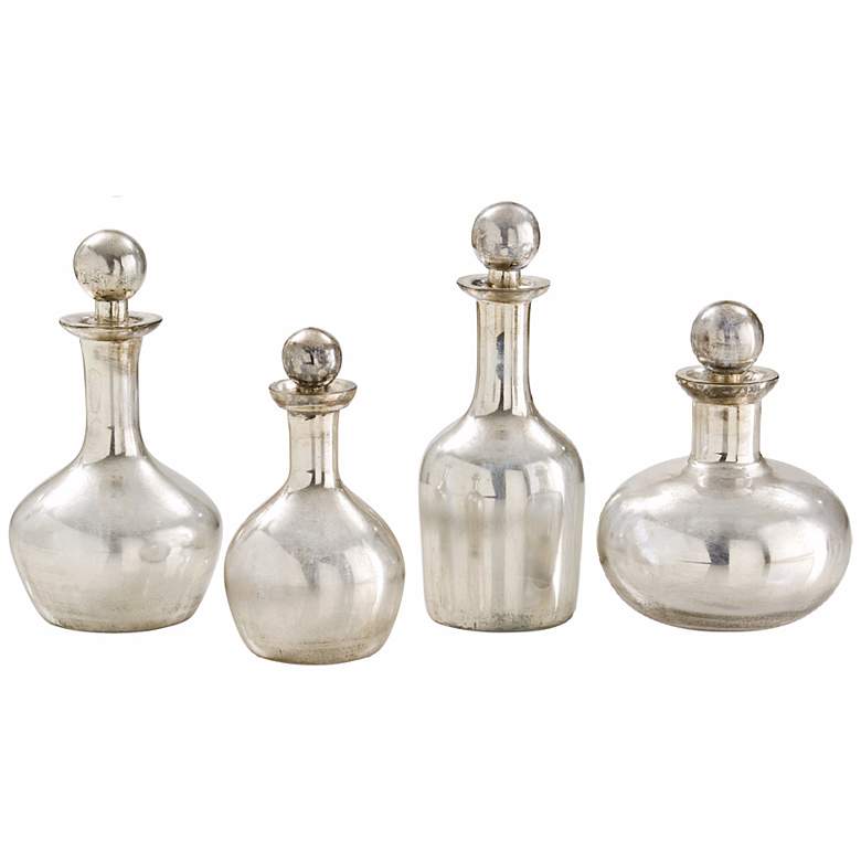 Image 1 Set of 4 Blythe Large Silver Glass Decanters