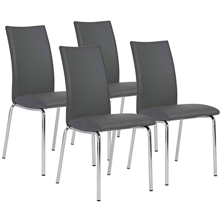 Image 1 Set of 4 Carmine Gray Leatherette Side Chairs