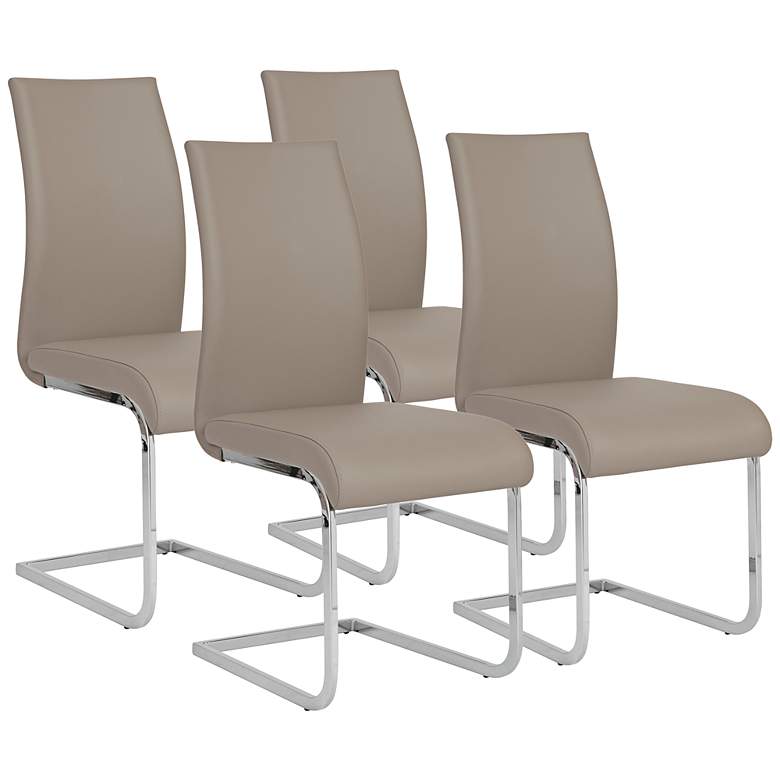 Image 1 Set of 4 Epifania Taupe Leatherette Side Chairs