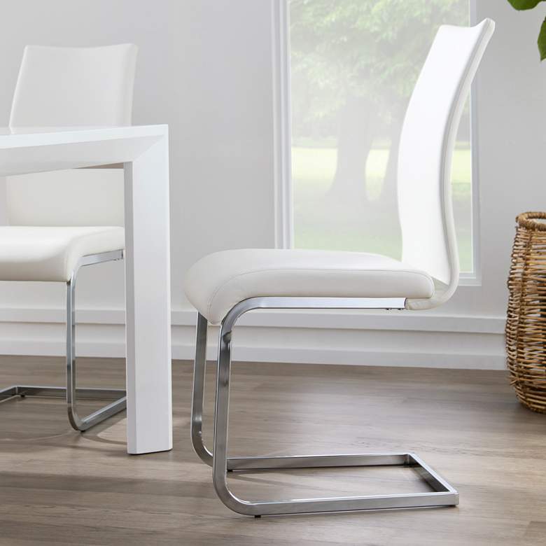Image 1 Set of 4 Epifania White Leatherette Side Chairs