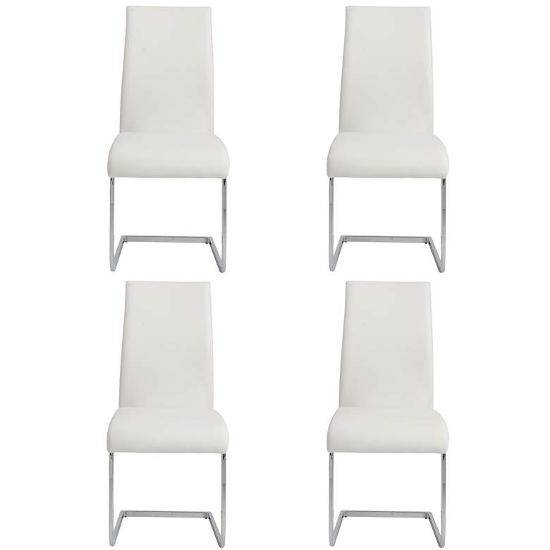 Image 6 Set of 4 Epifania White Leatherette Side Chairs more views