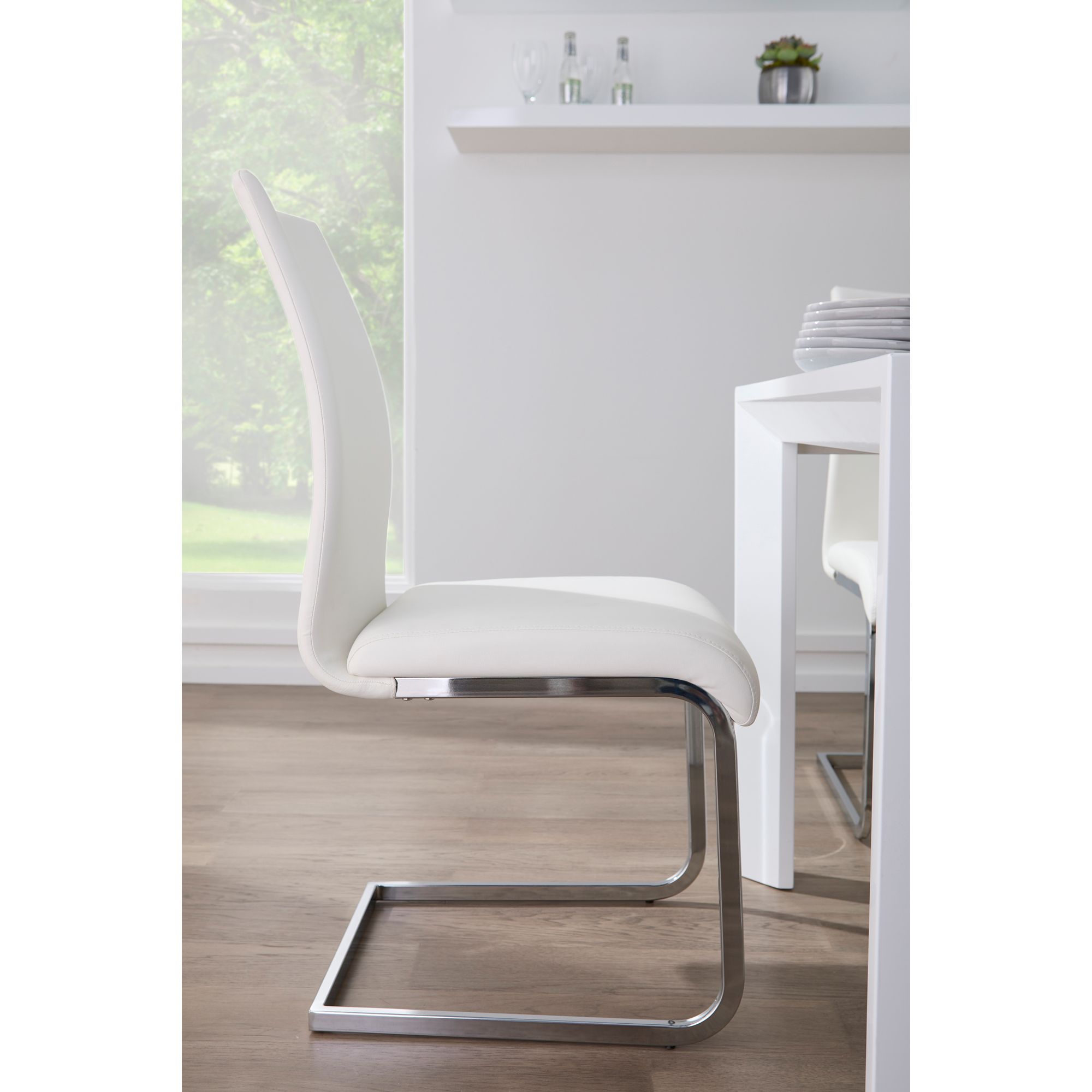 Set of 4 Epifania White Leatherette Side Chairs