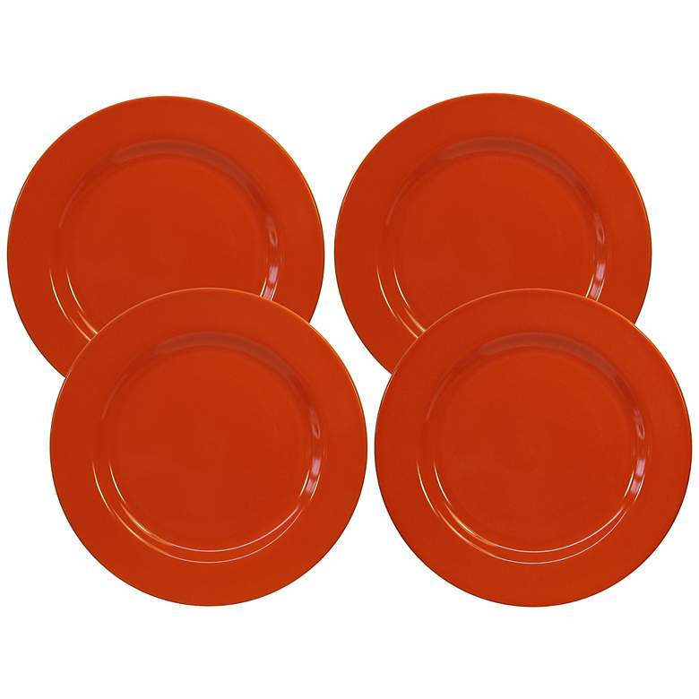 Image 1 Set of 4 Fun Factory Orange Dinner Plates