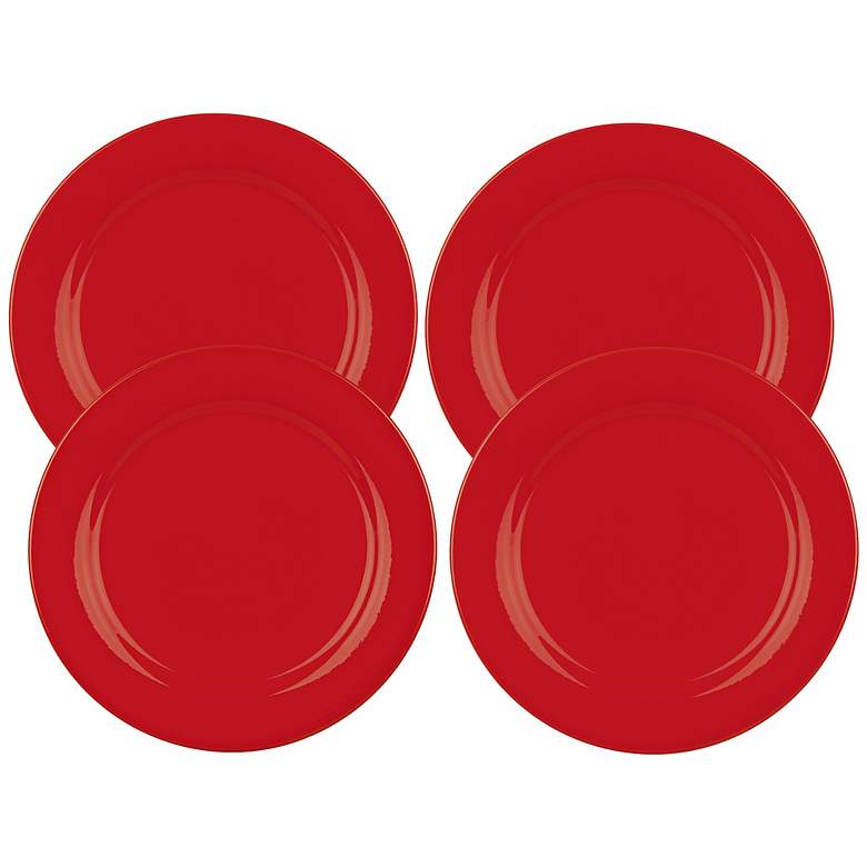 Image 1 Set of 4 Fun Factory Red Salad Plates