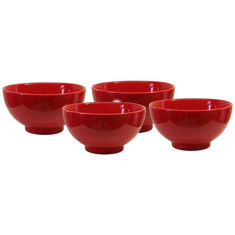 Image 1 Set of 4 Fun Factory Red Soup Bowls