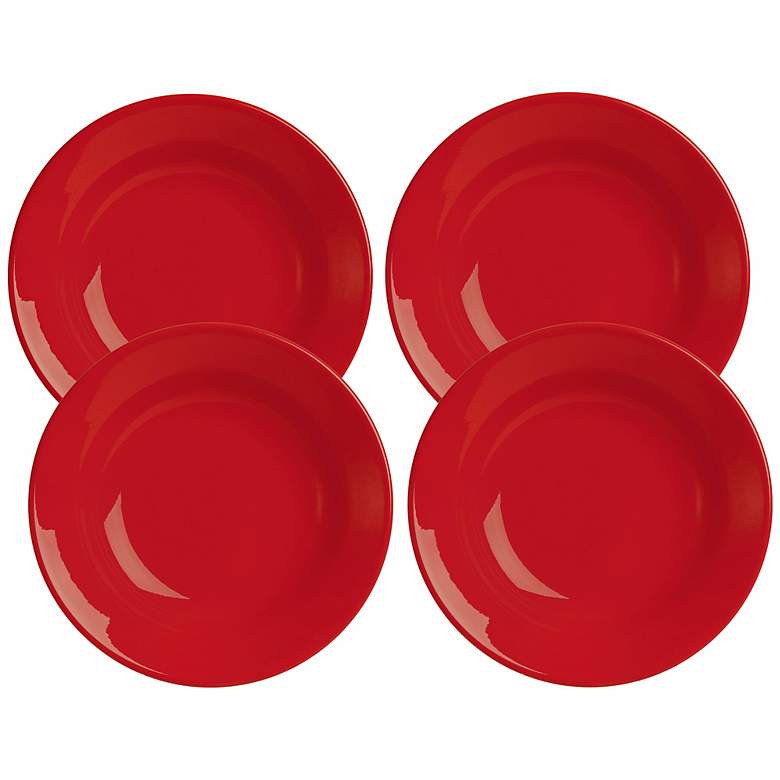 Image 1 Set of 4 Fun Factory Red Soup Plates