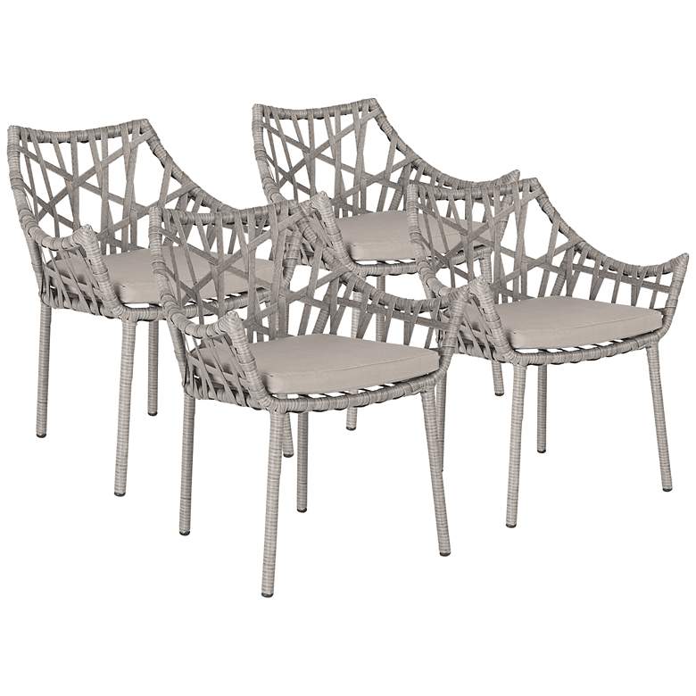 Image 1 Set of 4 Gazelle Taupe Rattan Arm Chairs