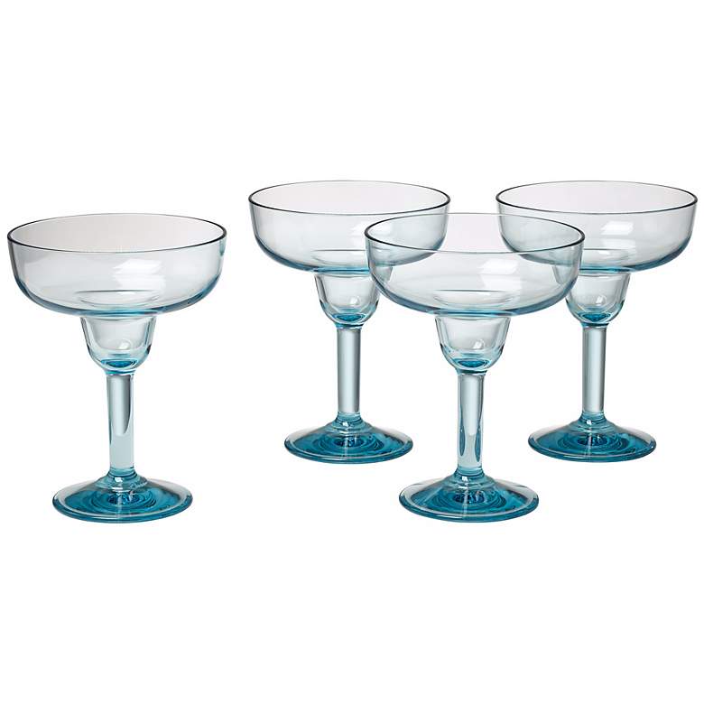Image 1 Set of 4 Glacier Blue 16 Oz. Polycarbonate Margarita Glasses