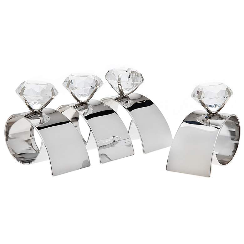 Image 1 Set of 4 Godinger Arch Diamond Silver Napkin Rings