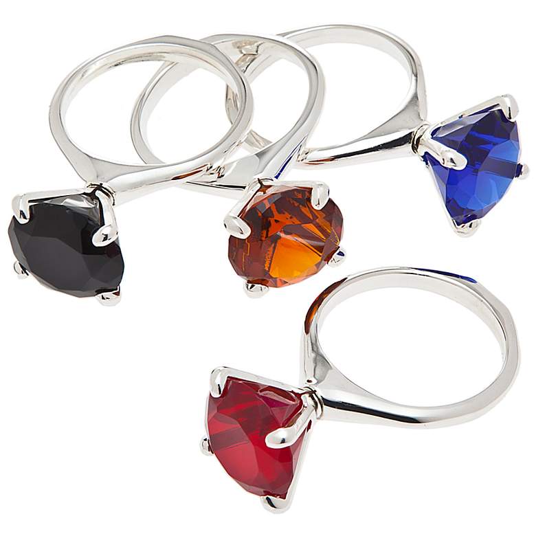 Image 1 Set of 4 Godinger Colored Diamond Ring Napkin Rings