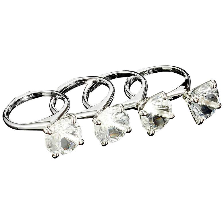 Image 1 Set of 4 Godinger Diamond Ring Silver Napkin Rings