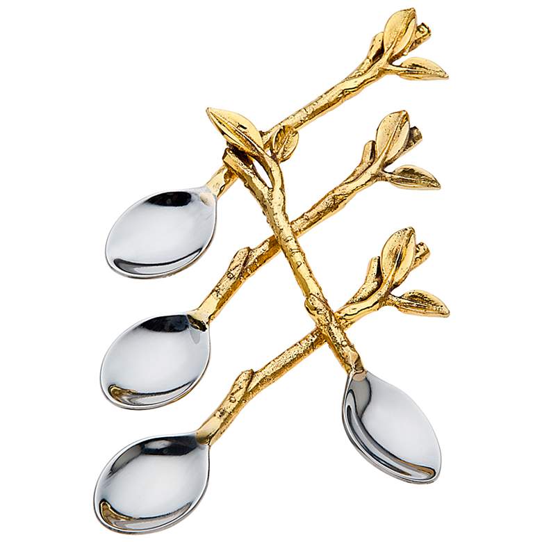 Image 1 Set of 4 Godinger Leaf Design Dessert Spoons