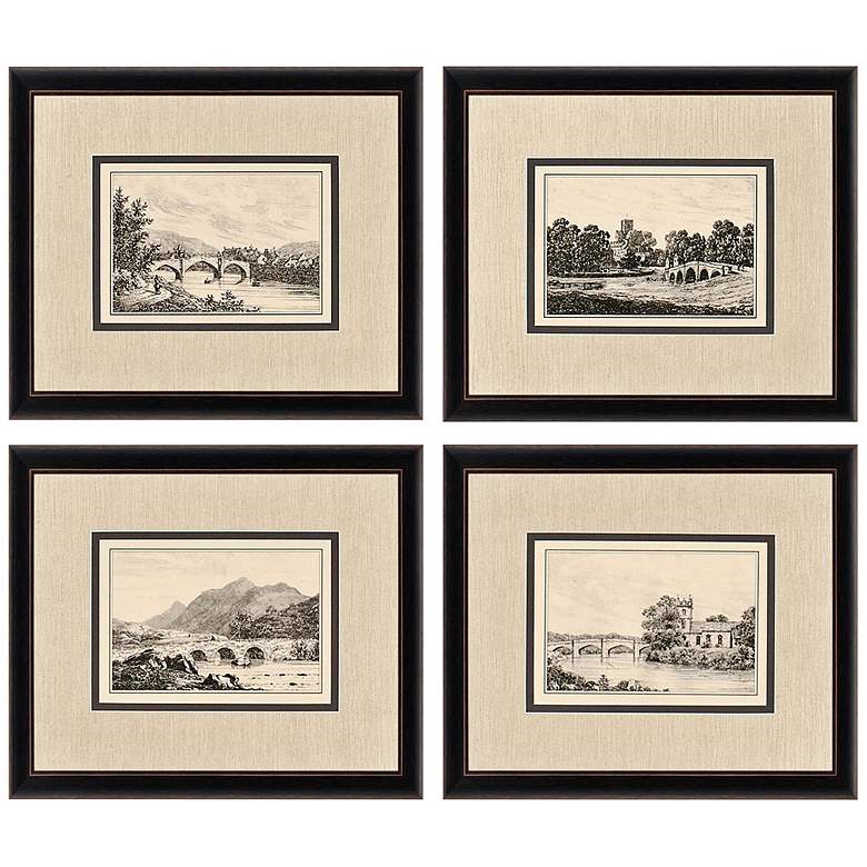 Image 1 Set of 4 Idyllic Bridges Framed Prints Wall Art