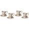 Set of 4 Ivory Fleur-de-Lis Tea Cups and Saucers