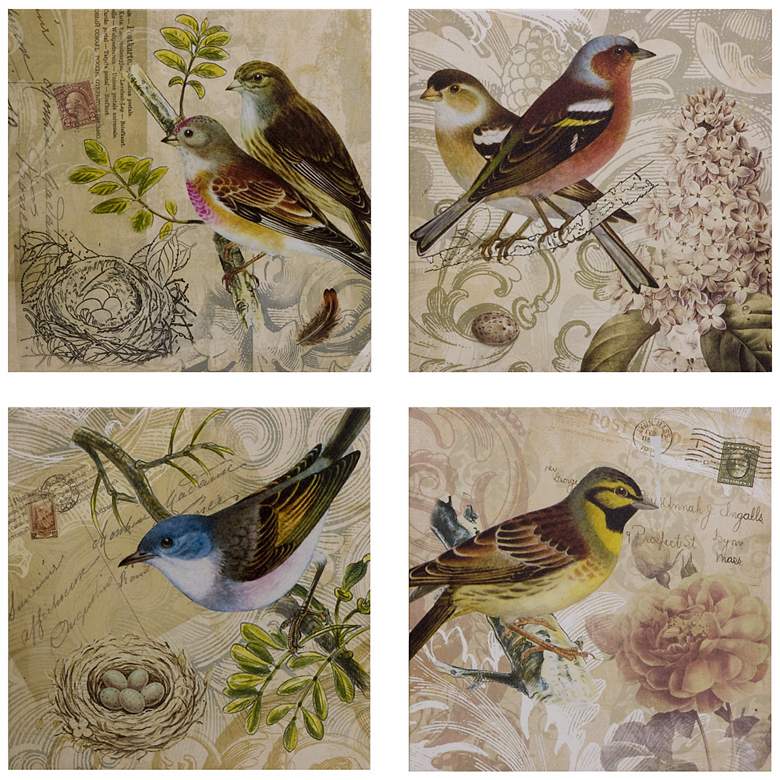 Image 1 Set of 4 Kincaid Bird Canvas