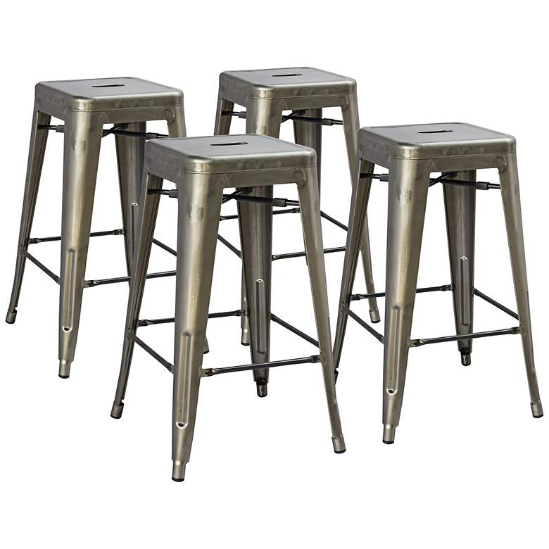 Image 1 Set of 4 Stovall 26 inch High Metal Stools