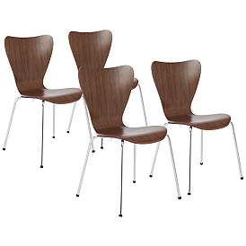 Image1 of Set of 4 Tendy Pro Stack Walnut Side Chairs