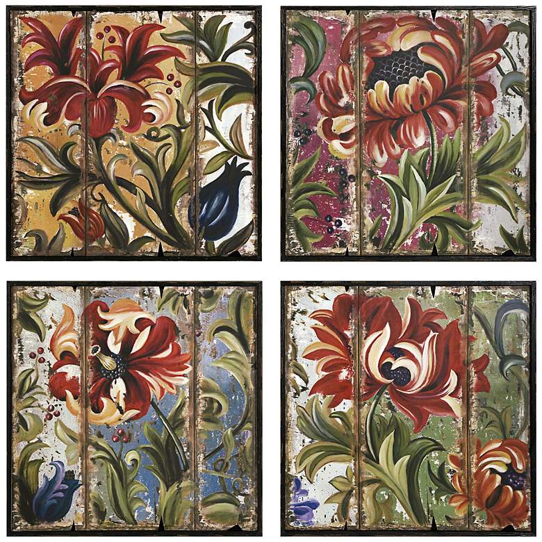 Image 1 Set of 4 Tressa 18 1/2 inch Square Floral Wall Art