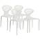 Set of 4 White Indoor/Outdoor Stacking Chairs