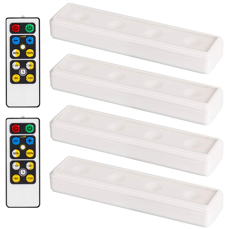 Image 1 Set of 4 White LED Under Cabinet Lights with 2 Remotes