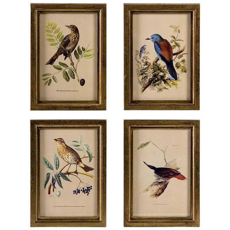 Image 1 Set of 4 Wooden Bird Plaques