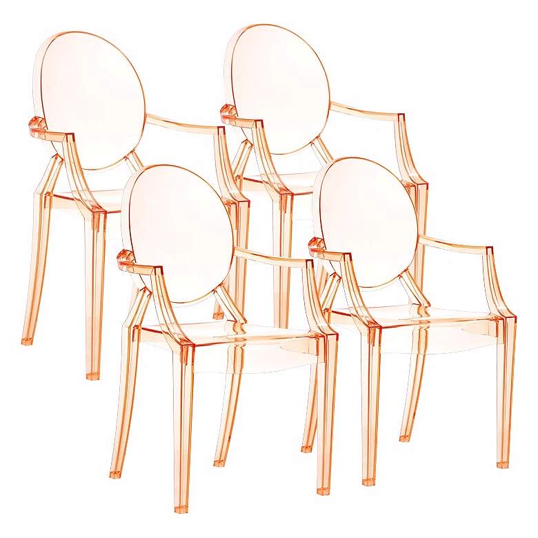 Image 1 Set of 4 Zuo Anime Transparent Orange Dining Chairs