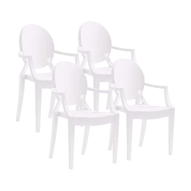 Image 1 Set of 4 Zuo Anime White Dining Chairs