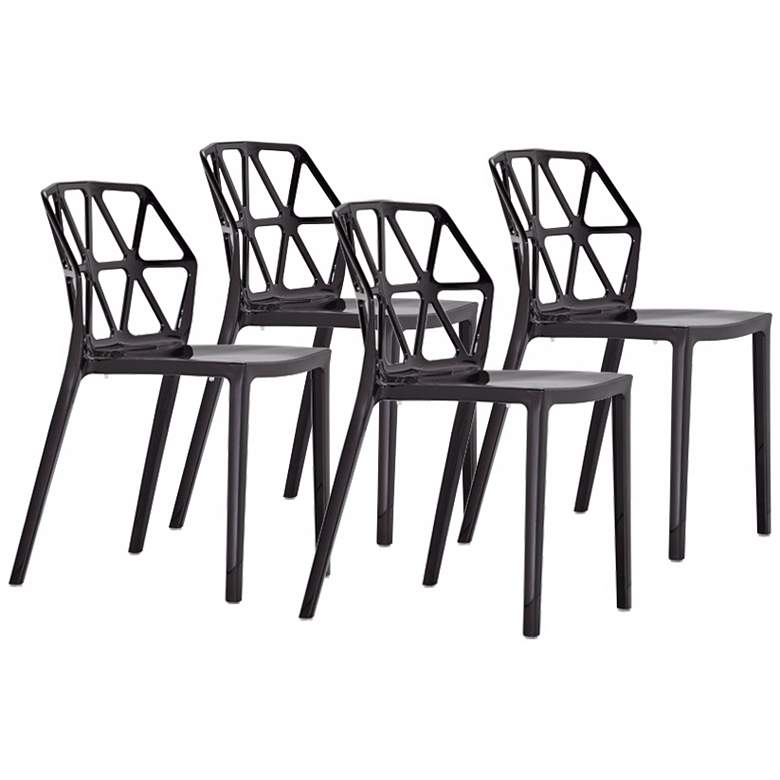 Image 1 Set of 4 Zuo Juju Black Outdoor Dining Chairs