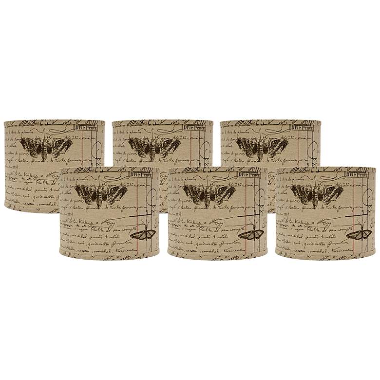 Image 1 Set of 6 Antique Ledger Fossil Lamp Shade 5x5x4.5 (Clip-On)