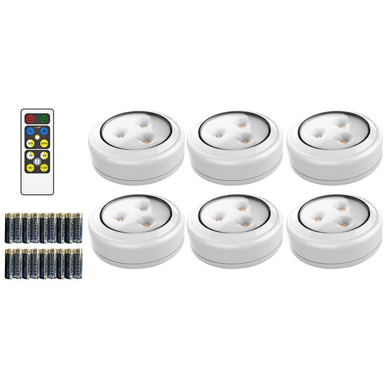 Image 1 Set of 6 Brilliant Evolution LED Puck Lights with Remote
