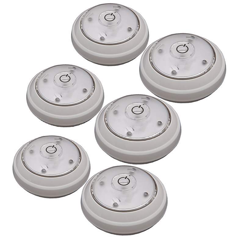 Set of 6 Cordless Battery Powered LED Puck Lights