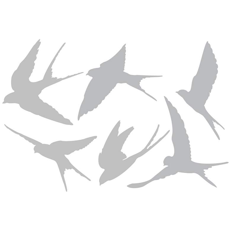Image 1 Set of 6 Flying Swallows Gray Wall Decals