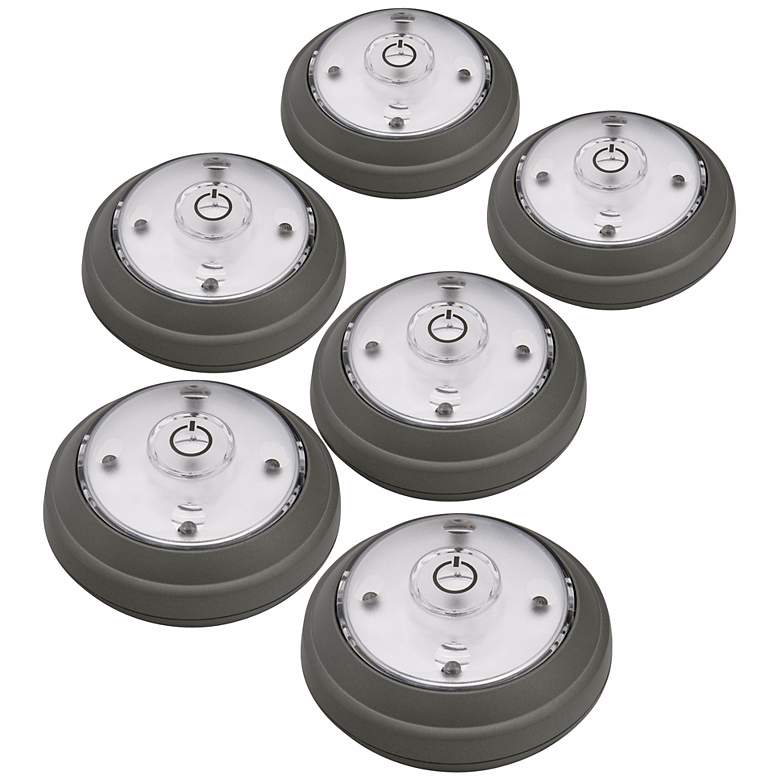 Image 1 Set of 6 Gray Finish 5 LED Puck Lights