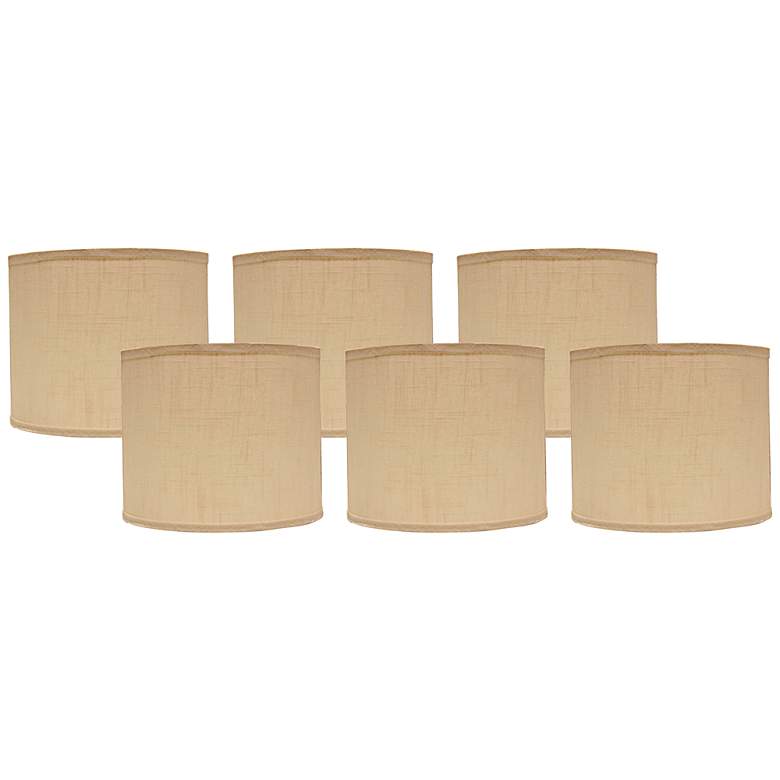 Image 1 Set of 6 Ivory Linen Drum Lamp Shades 5x5x4.5 (Clip-On)