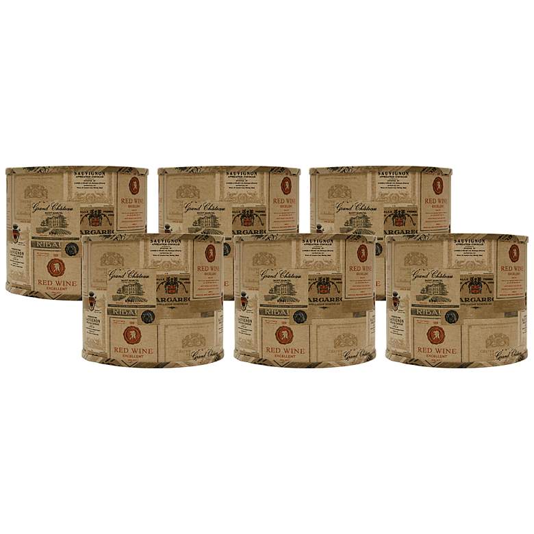 Image 1 Set of 6 Wine Labels Drum Lamp Shade 5x5x4.5 (Clip-On)